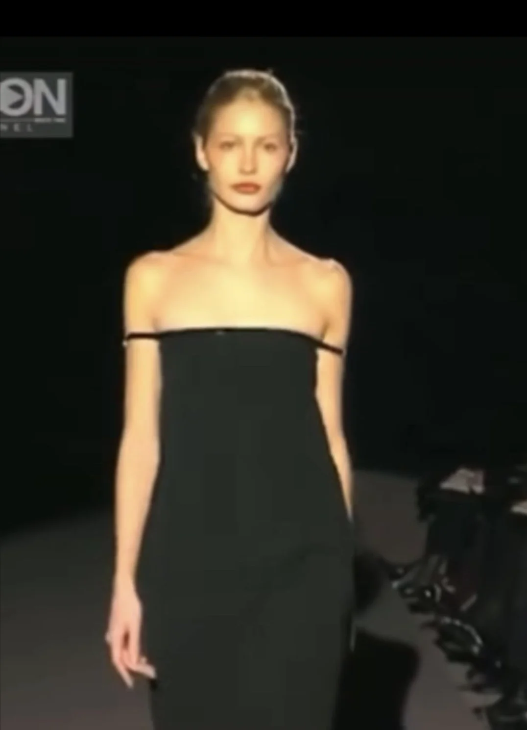 GUCCI F/W 1997 Tom Ford Black Column Gown with Patent Sleeve